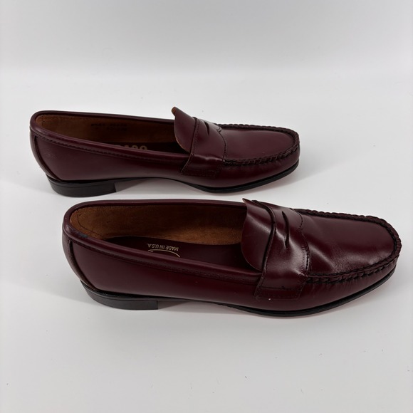 Vtg Sebago Penny Loafers Burgundy Leather Handsewn Made in USA Women's 8.5 AA - Picture 5 of 8